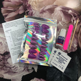 Purple Holo Flake Press On Nails with Swarovski Crystals