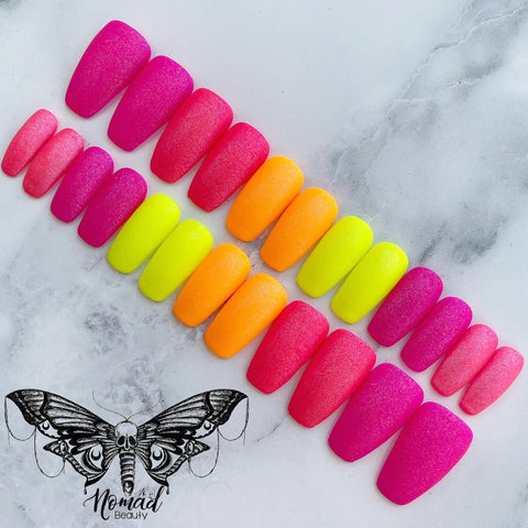 Matte Neon Shimmer Press On Nails