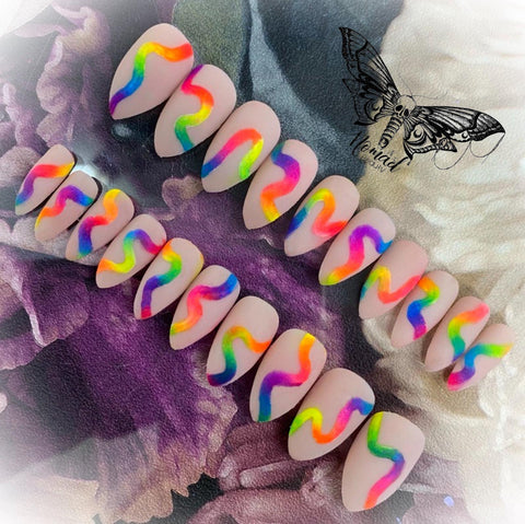 Neon Swirl Press On Nails