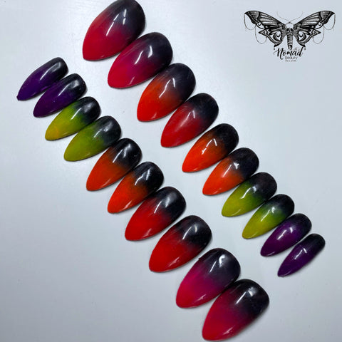 Black Neon Ombré Press on Nails