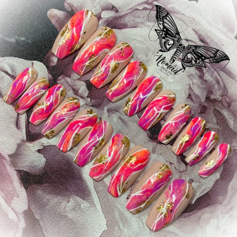 Bright Marble Press On Nails